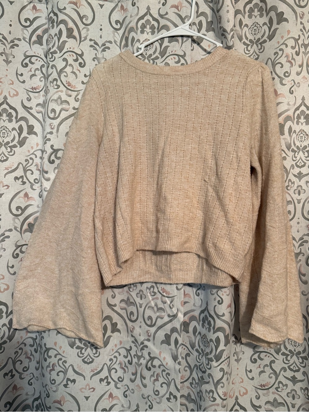 Versona Neutral Beige Ribbed Knit Cropped Sweater